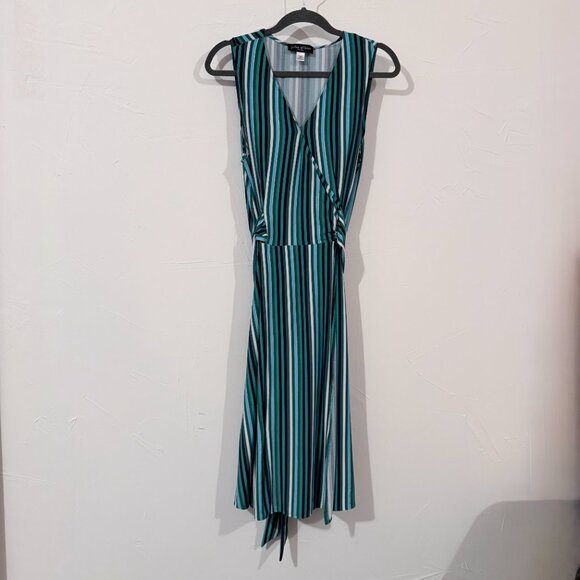 Julie Dillon New York Dress Women's Wrap Belt Emerald Stripes Stretch - Picture 1 of 4